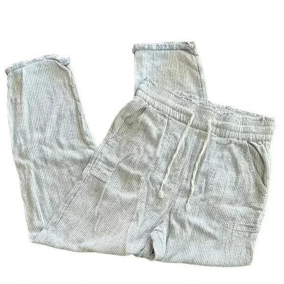 Aerie Striped Vacation Pant Size Small Petite Raw Hem Draw String Stretch - Picture 1 of 7